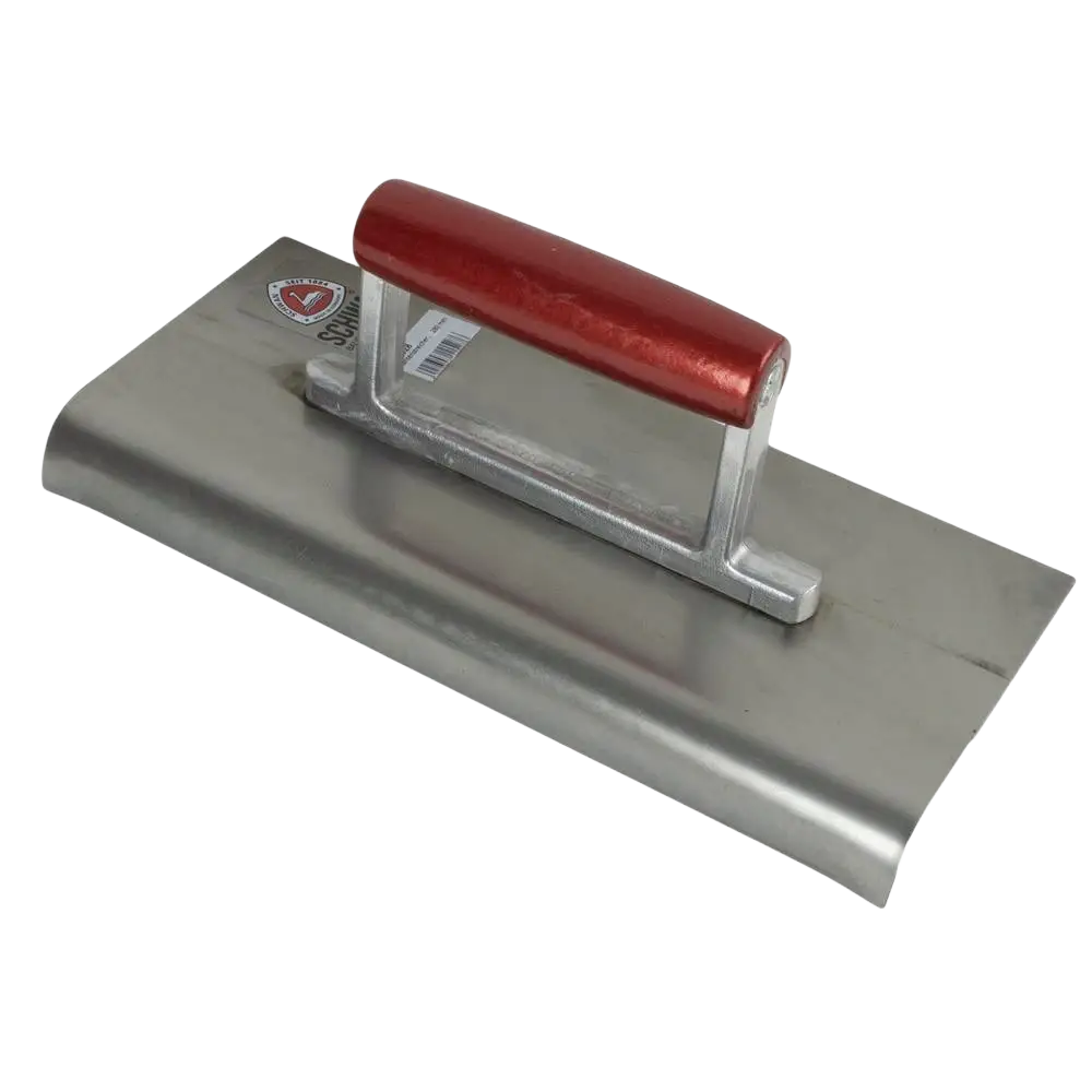 Red-handled metal trowel schwan reunalasta 280 x 115 mm with polished stainless steel blade for ulkokulma taivutus