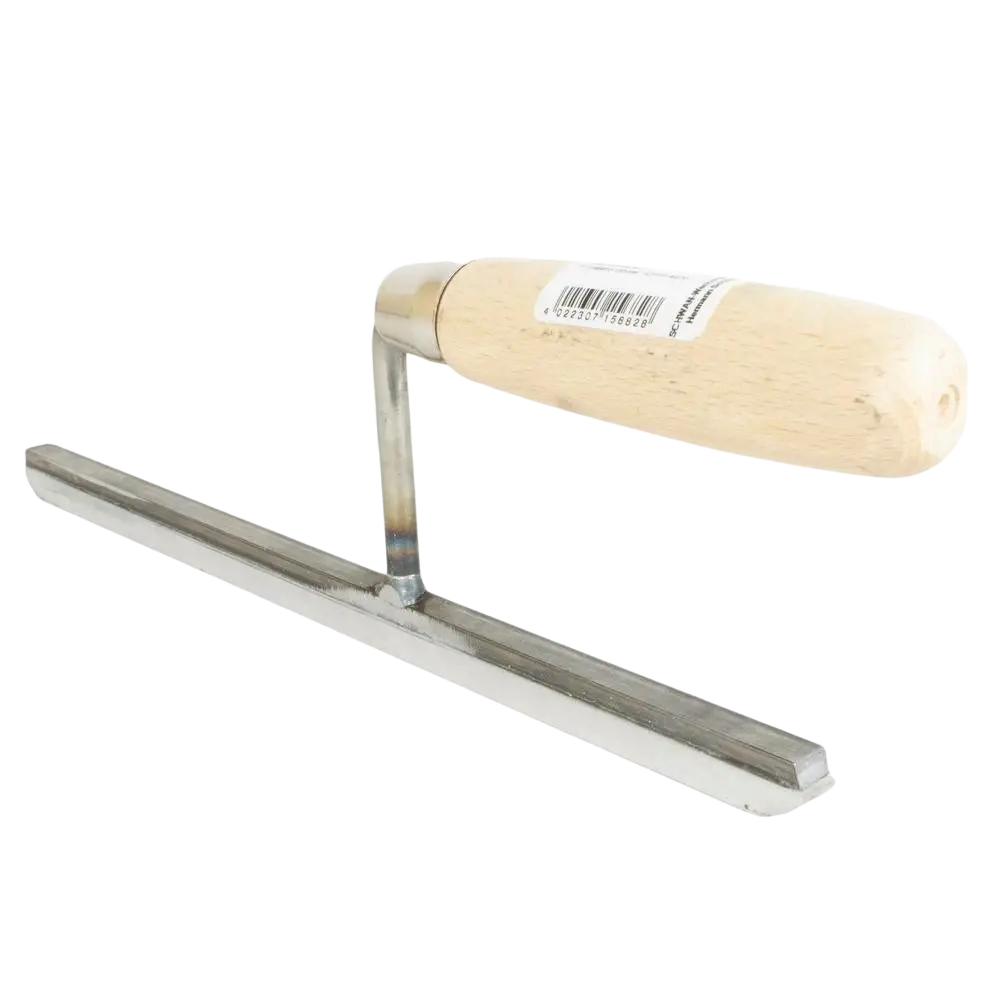 Schwan vaakasaumarauta puukahvalla ja kiiltävällä metalliterällä saumojen tasaamiseen akryylipohjalla