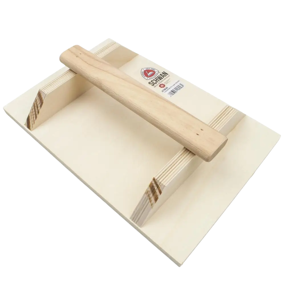 Light-colored wooden schwan vanerihierrin 200x300mm with flat rectangular blade mahdollistaa tasaisen levityksen