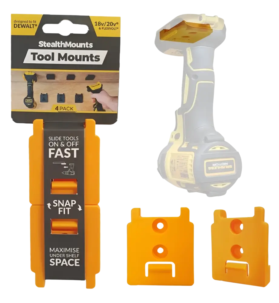 Oranssit muoviset stealthmounts koneenpidike dewalt 18v 20v flexvolt työkalu rungolle 4kpl