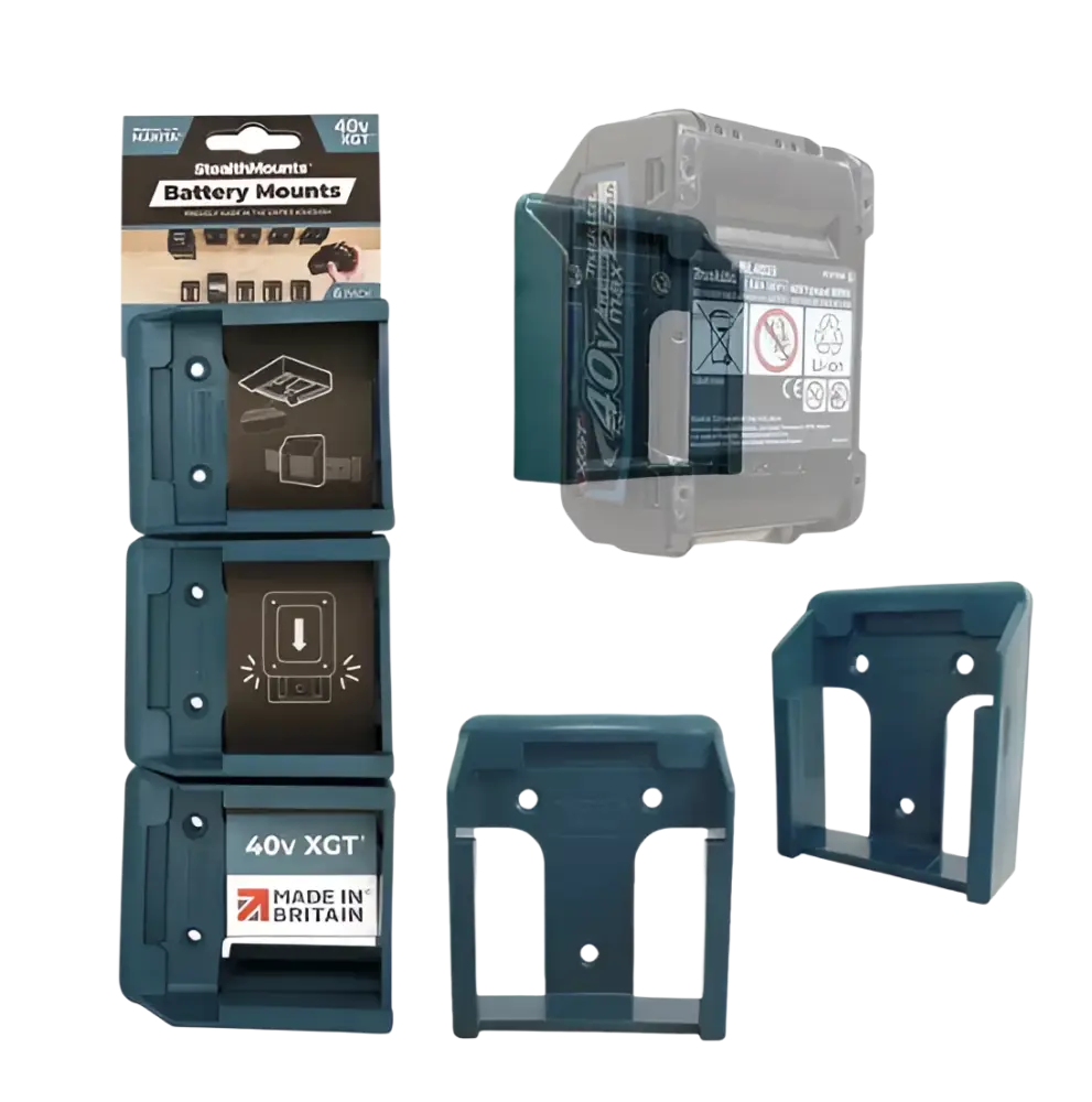 Dark teal muoviset stealthmounts koneenpidikkeet makita 40v xgt akkutyökaluille neljän kappaleen pakkaus