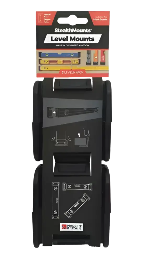 Black plastic stealthmounts pidikkeet kahdelle vatupassille 2-tason pakkaus työkalujen säilytykseen