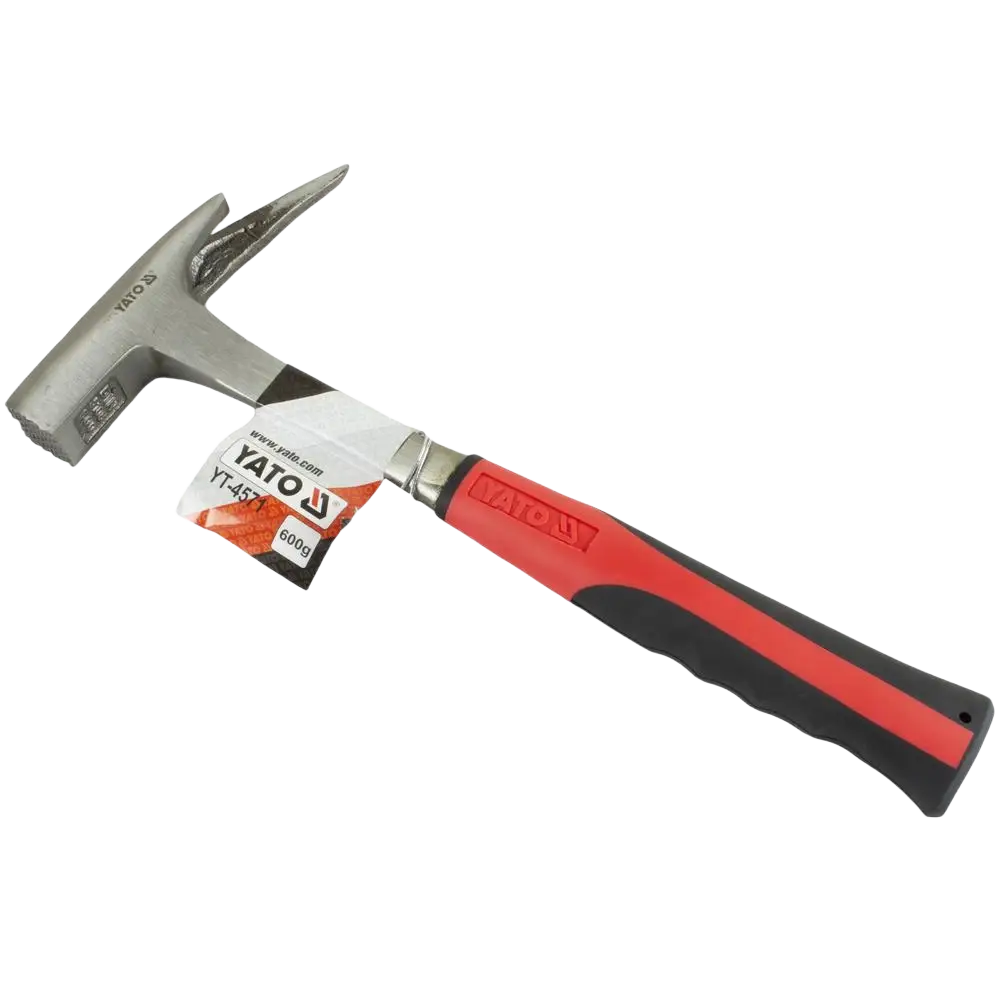 Telineasentajan vasara yato 600 g taotulla varrella punainen ja musta ergonominen kahva metallinen pää kiilalla ja tasaisella kasalla