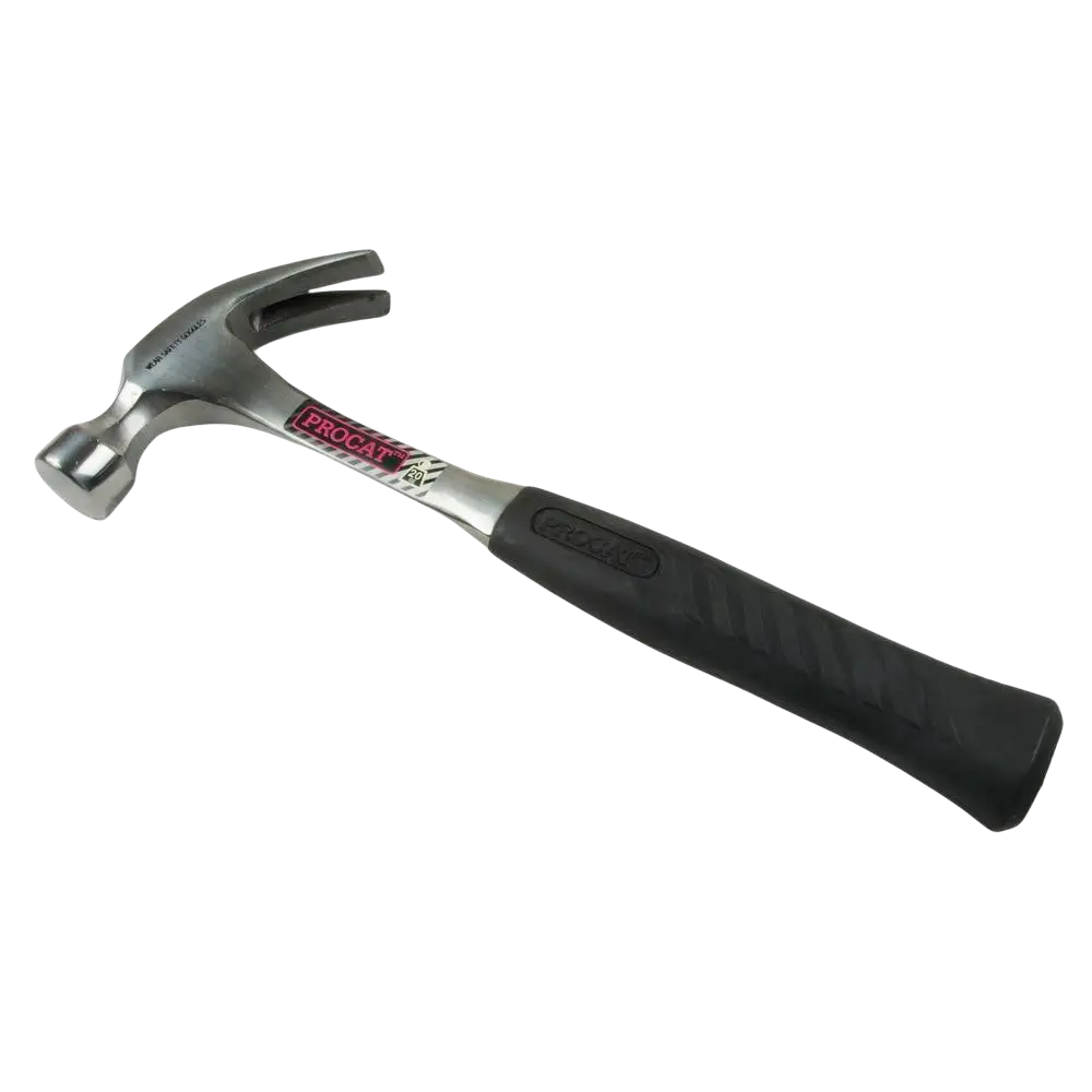 Timpurinvasara procat 20 oz musta kumipintainen kahva hopeinen metallipää punaisella procat-logolla