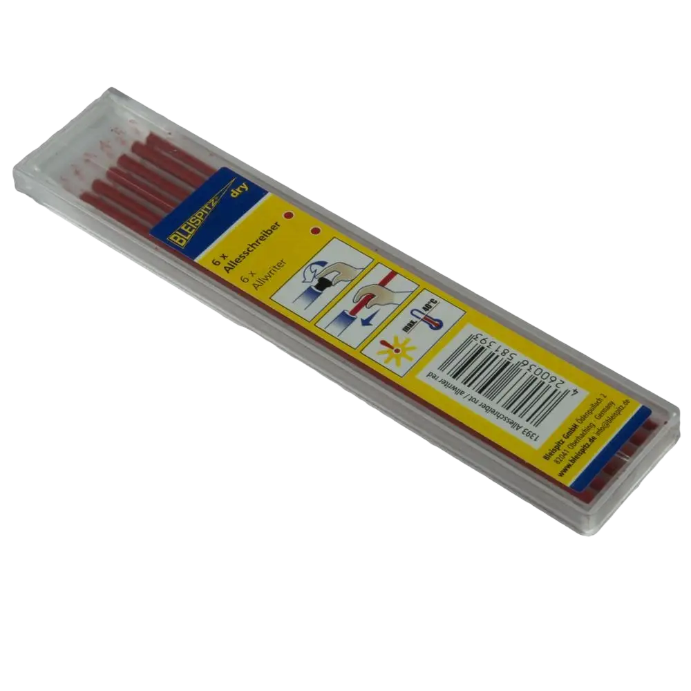 Clear plastic case containing six red bleispitz dry screwdrivers varalyijy bleispitz dry punainen 6 kpl paketti