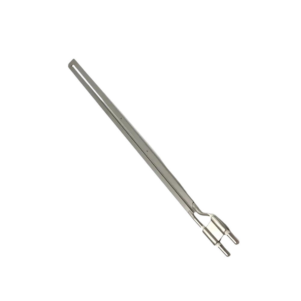 Silver-colored metal varaterä edma kuumaleikkuriin with 25 cm straight forked shaft for eristelevyjen leikkaamiseen