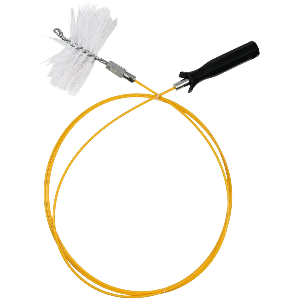 Vorel nuohousharja 150 mm keltainen joustava varsi 3 m musta ergonominen kahva valkoiset harjakset