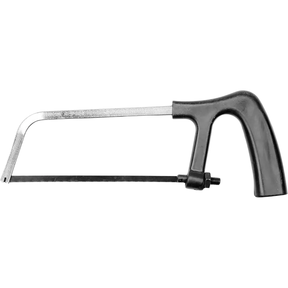Vorel rautasaha mini 150 mm muovikahvalla mustalla kahvalla ja hopeisella metallirungolla rautasahan terällä