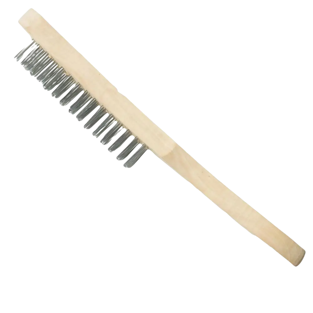 Vorel teräsharja 4-riviä puukahvalla light wooden handle with dense metallic bristles for heavy cleaning tasks