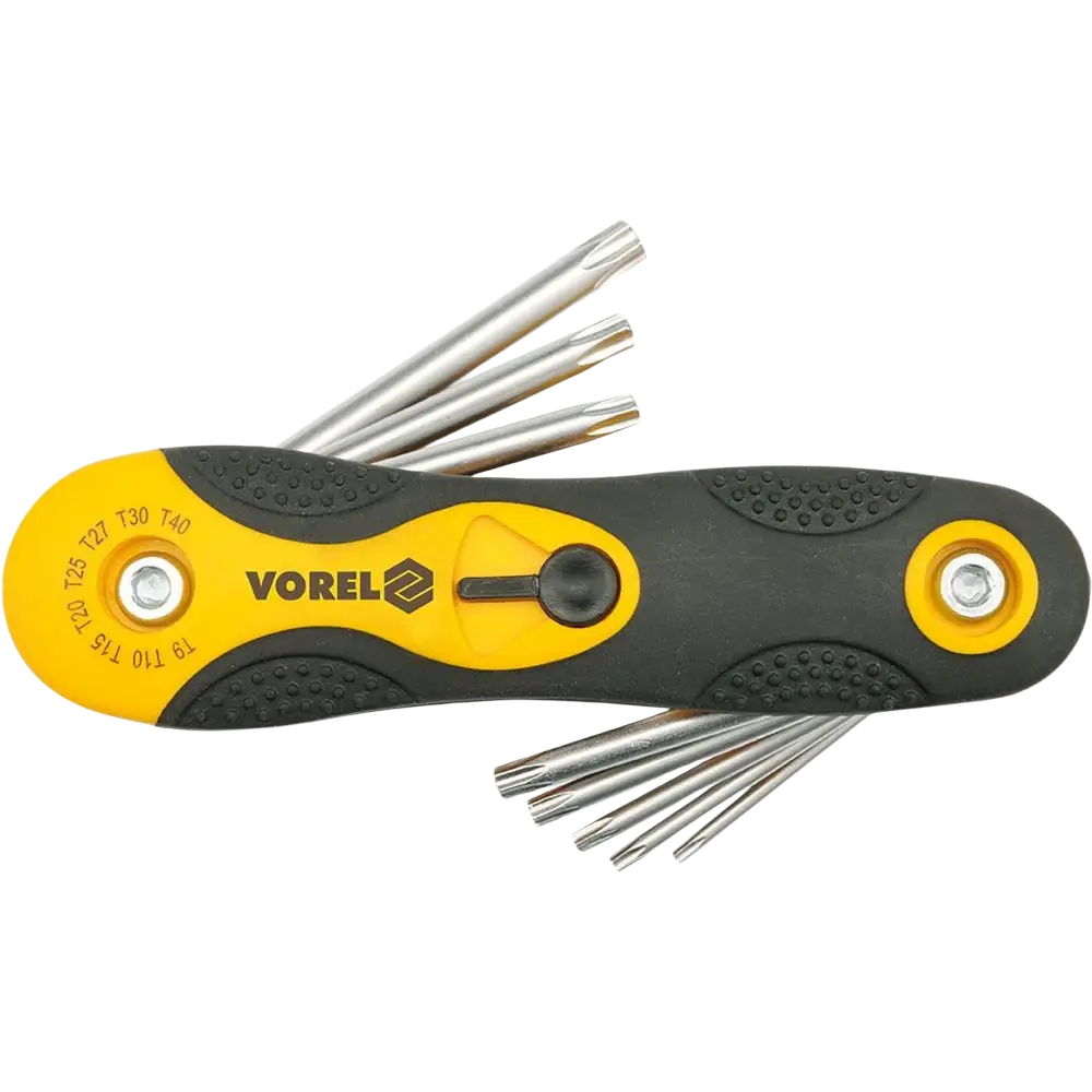 Vorel torxavainsarja t9-t40 monikäyttöinen keltamusta crv teräksestä valmistettu ruuvimeisselisarja metallisilla kärjillä