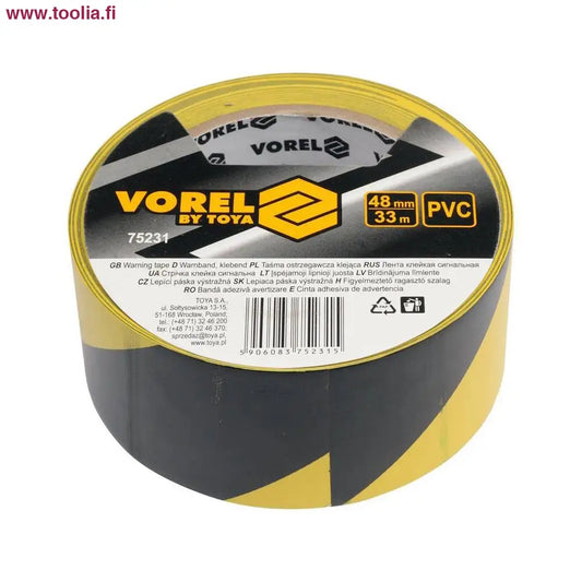 Vorel Varoitusteippi 48mm x 33m  keltainen/musta