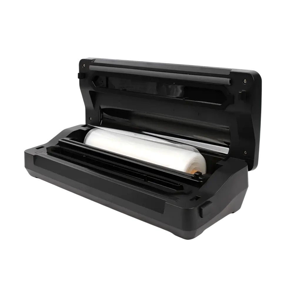 Musta w+s 3500 akkukäyttöinen vakuumikone yhdellä latauksella laitteen lataaminen onnistuu selkeä ruokatäytteen filmi