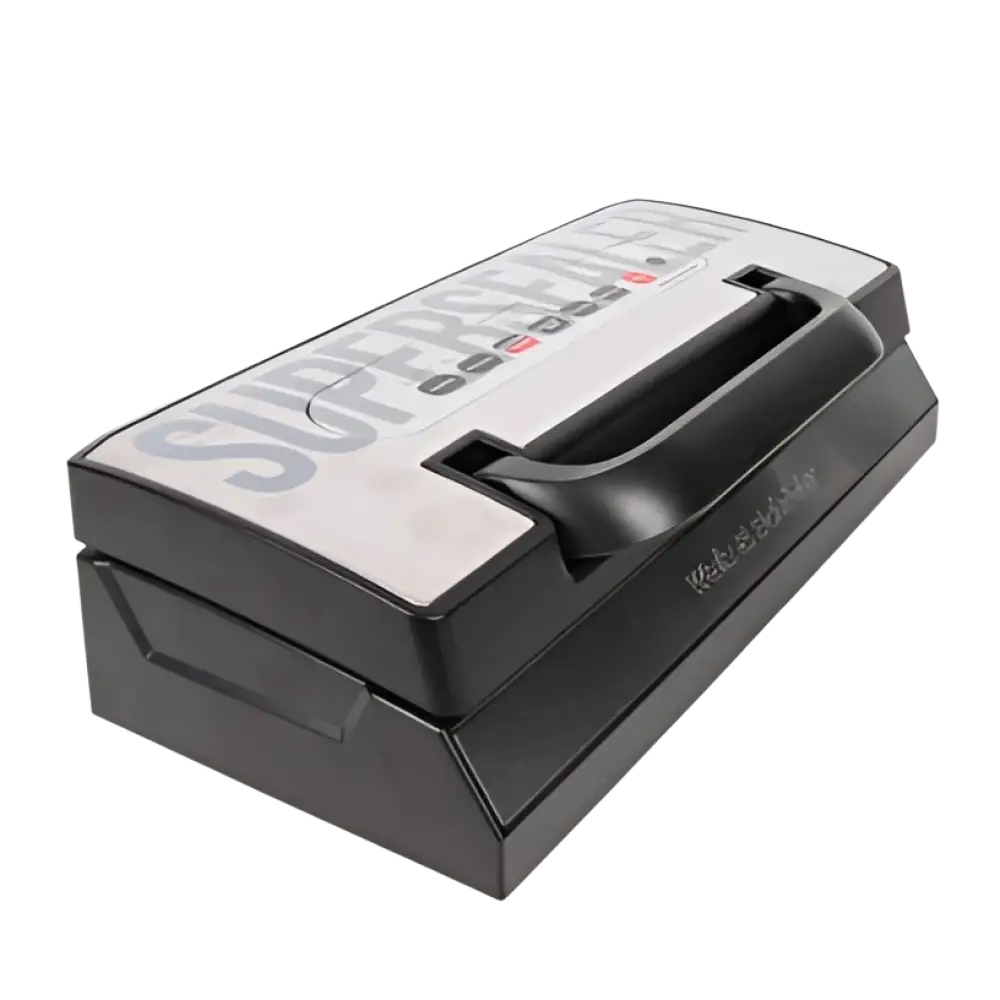 Black and silver supersaver walz schöder pro vakuumikone 135w with a handle on top for efficient vacuum sealing