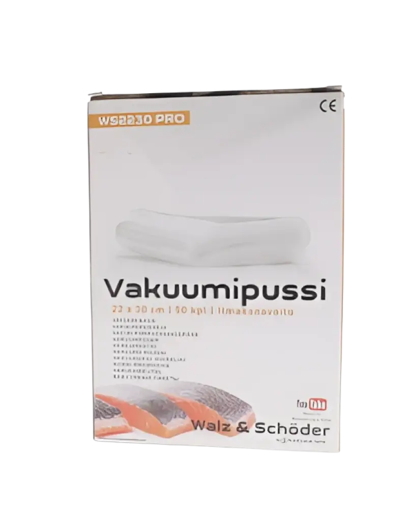 Valkoinen korkealaatuinen vakuumipussi 22x30cm walz & schöder ws2230 pro malli kaikkiin vakuumikoneisiin