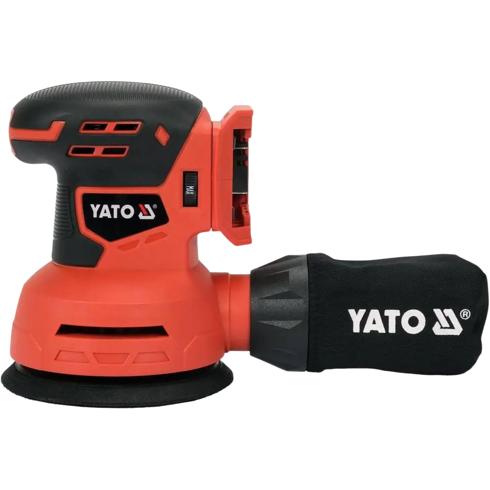 Yato 18v li-ion akkuepäkeskohiomakone oranssi musta 125 mm mukana kantokotelo tehokkaaseen hiontaan