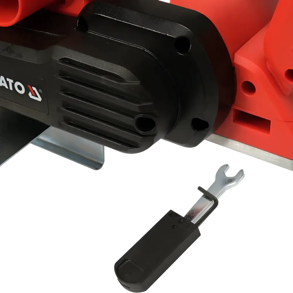 Punainen ja musta yato akkuhöylä 18v sähköhöylä mustalla muovikahvalla 82 mm runko
