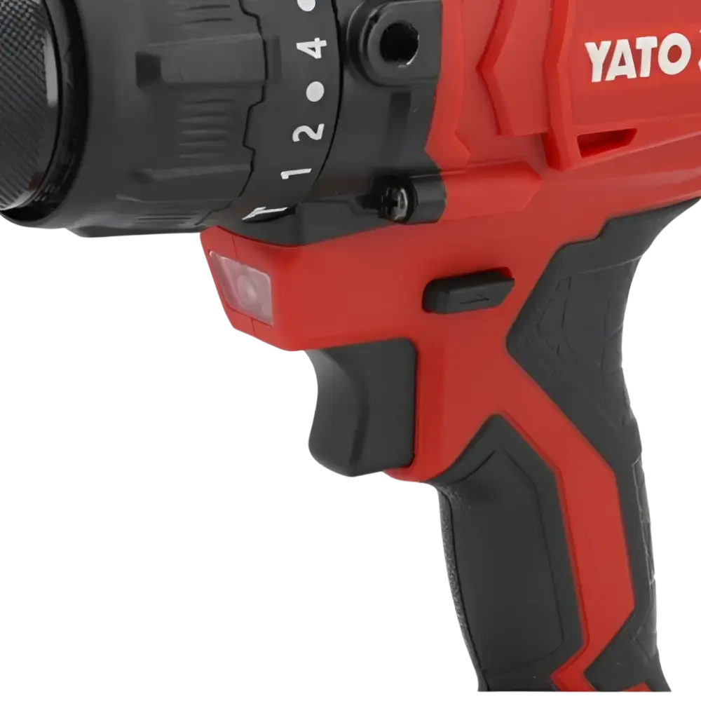 Yato akkuiskuporakone 18v cordless drill with red black design textured grip and speed selector dial
