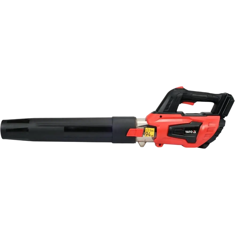 Yato akkulehtipuhallin 18v runko punainen ja musta langaton lehtipuhallin ergonomisella designilla