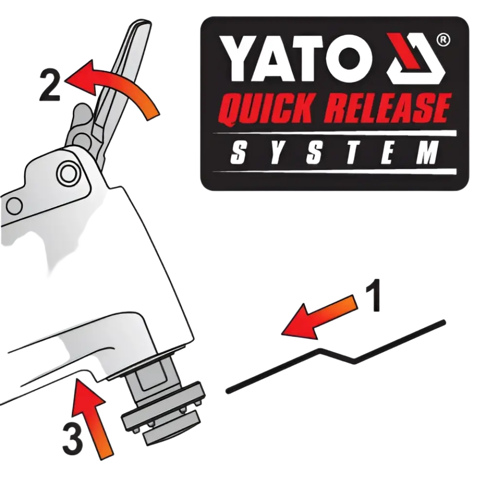 Yato akkumonitoimityökalu 18v quick release järjestelmällä metallinhohto hopean ja mustan muovin yhdistelmällä