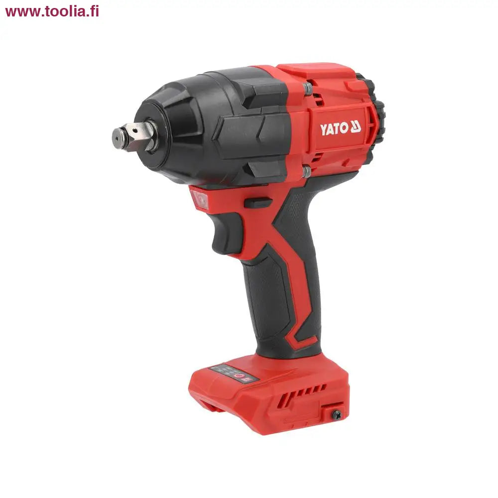 Yato Akkumutteriväännin 18V 850Nm runko|Yato Akkumutteriväännin kahva|Yato Akkumutteriväännin edestä|Yato Akkumutteriväännin adapteri|Yato Akkumutteriväännin takaa