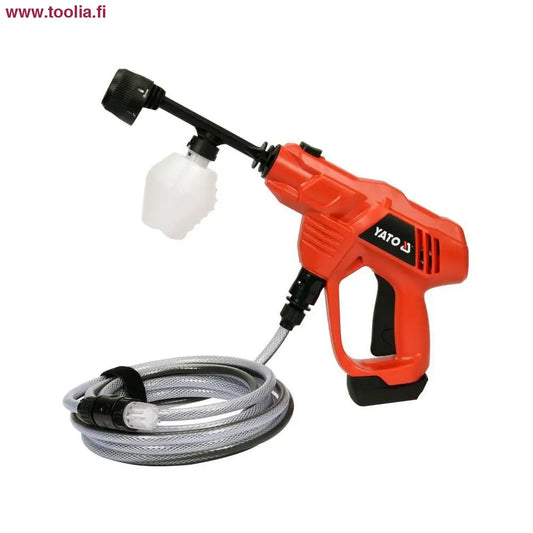 Yato Akkupainepesuri 18V 23 bar  runko|Yato Akkupainepesuri mallikuva|Yato Akkupainepesuri letku|Yato Akkupainepesuri imuletku|Yato Akkupainepesuri suutin|Yato Akkupainepesuri