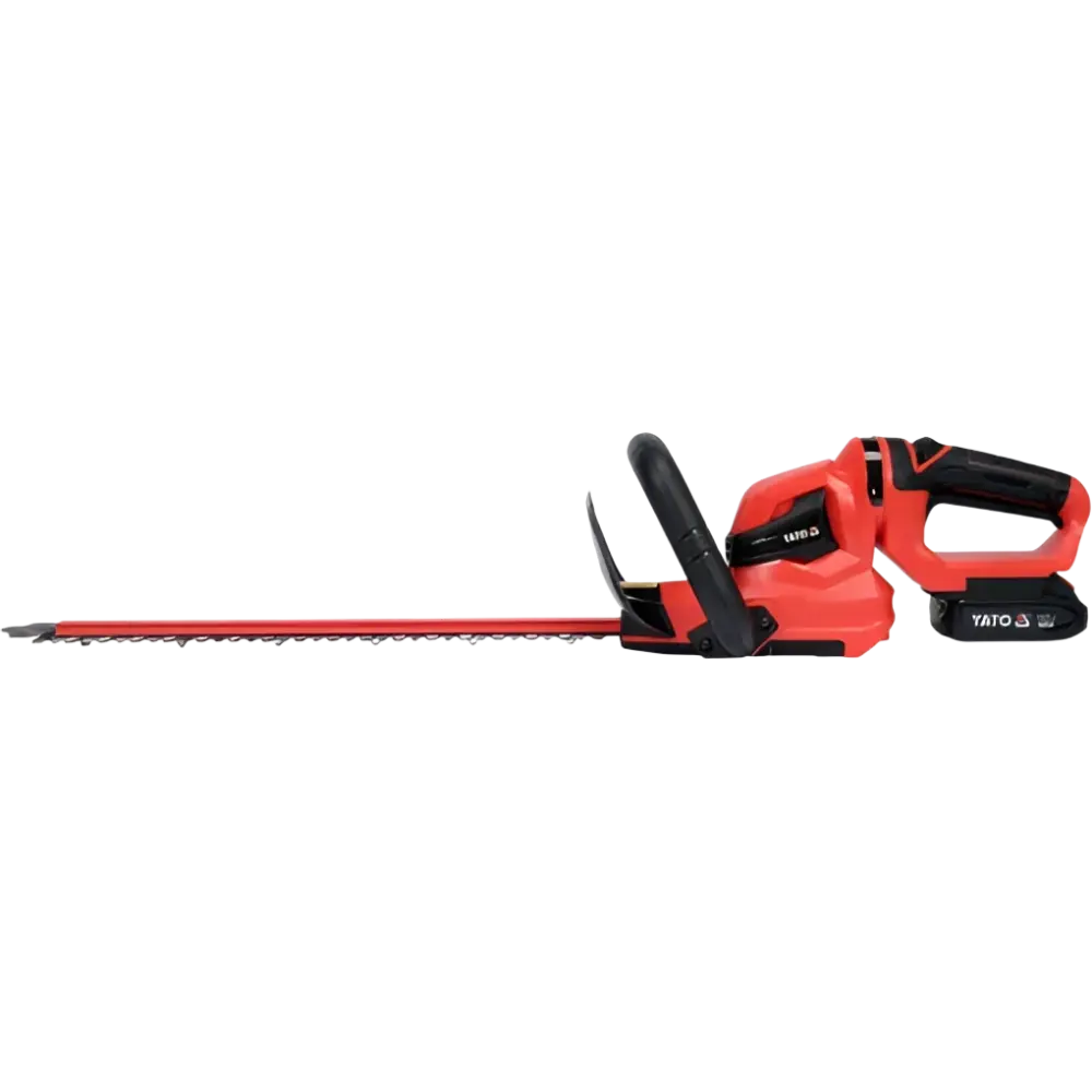 Yato akkupensasleikkuri 18v puna-musta miellyttävä ergonominen muotoilu 45 cm viillellä akku ja laturi mukana