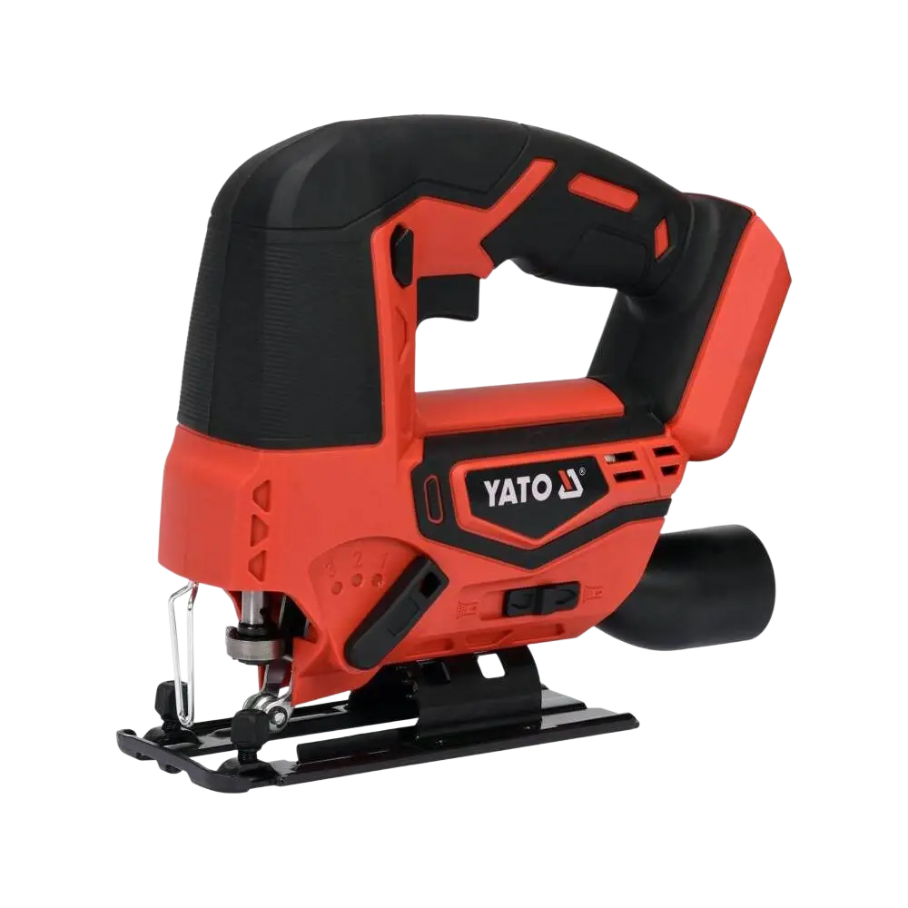 Yato akkupistosaha 18v runko punamusta johdoton saha ergonomisella otteella ja metallisella teräkokoonpanolla