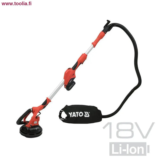 Yato Akkuseinähiomakone 18V 215 mm + 18V 4 AH akku ja laturi|Yato akkuseinähiomakone ja akku laikka|Yato akkuseinähiomakone ja akku jatkovarsi|Yato akkuseinähiomakone ja akku imuletku|Yato akkuseinähiomakone ja akku laikka