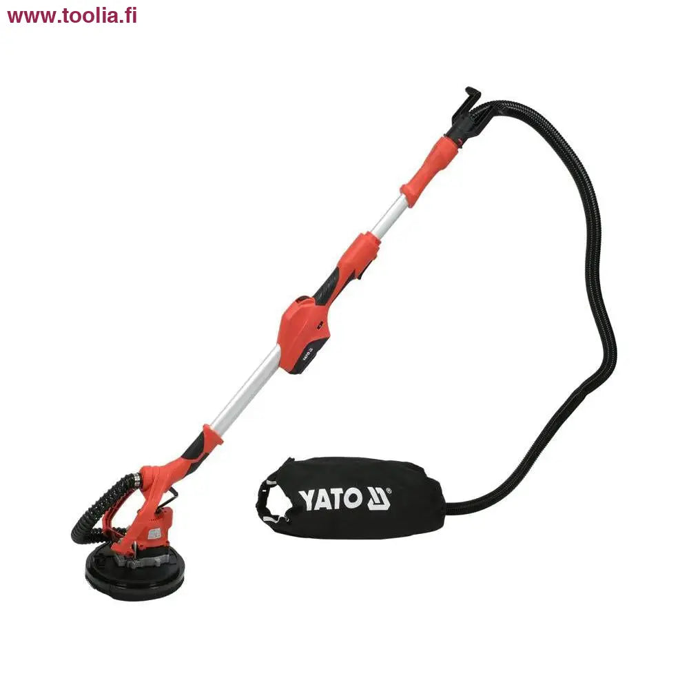 Yato Akkuseinähiomakone 18V 215 mm runko|Yato Akkuseinähiomakone alhaalta|Yato Akkuseinähiomakone hiomaosa|Yato Akkuseinähiomakone varsi|Yato Akkuseinähiomakone laikka|Yato Akkuseinähiomakone letku