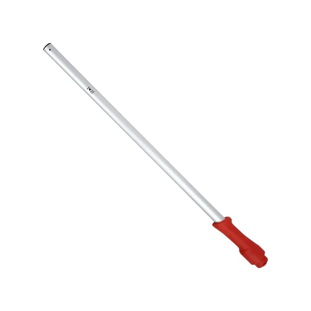 Silver aluminum extension pole with red rubber grip handle for yato akkuseinähiomakone 18v 215 mm runko