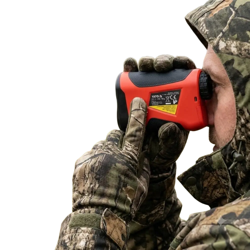 Gloveissa pidettävä punamusta yato yt-73142 etäisyys- ja nopeusmittari liikkuvien kohteiden nopeuden tarkkaan mittaamiseen