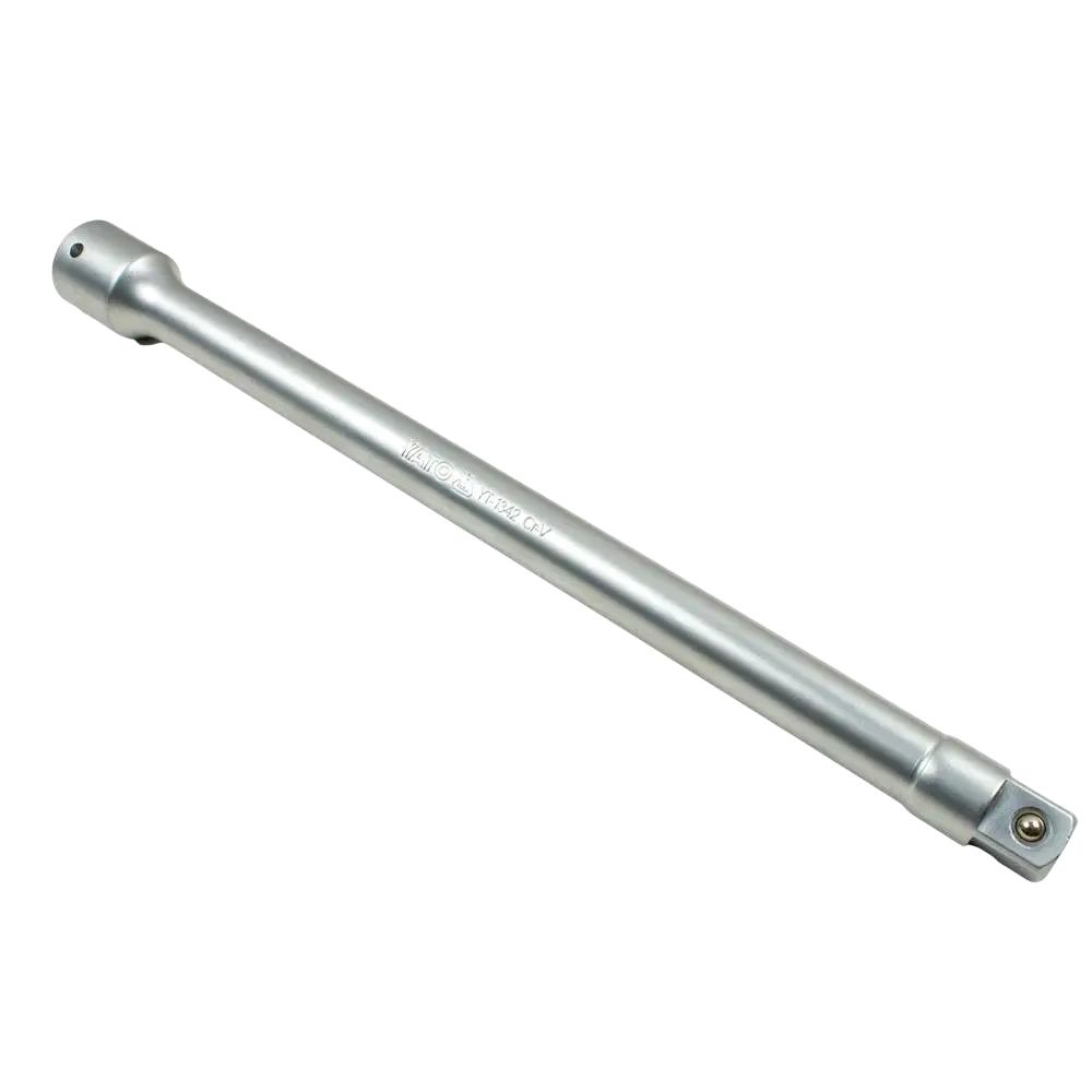 Hopeanvärinen yato jatkovarsi 3/4 400 mm crv 50bv30 teräksestä hex- ja neliskanttikahvoilla ja kaiverretulla logolla