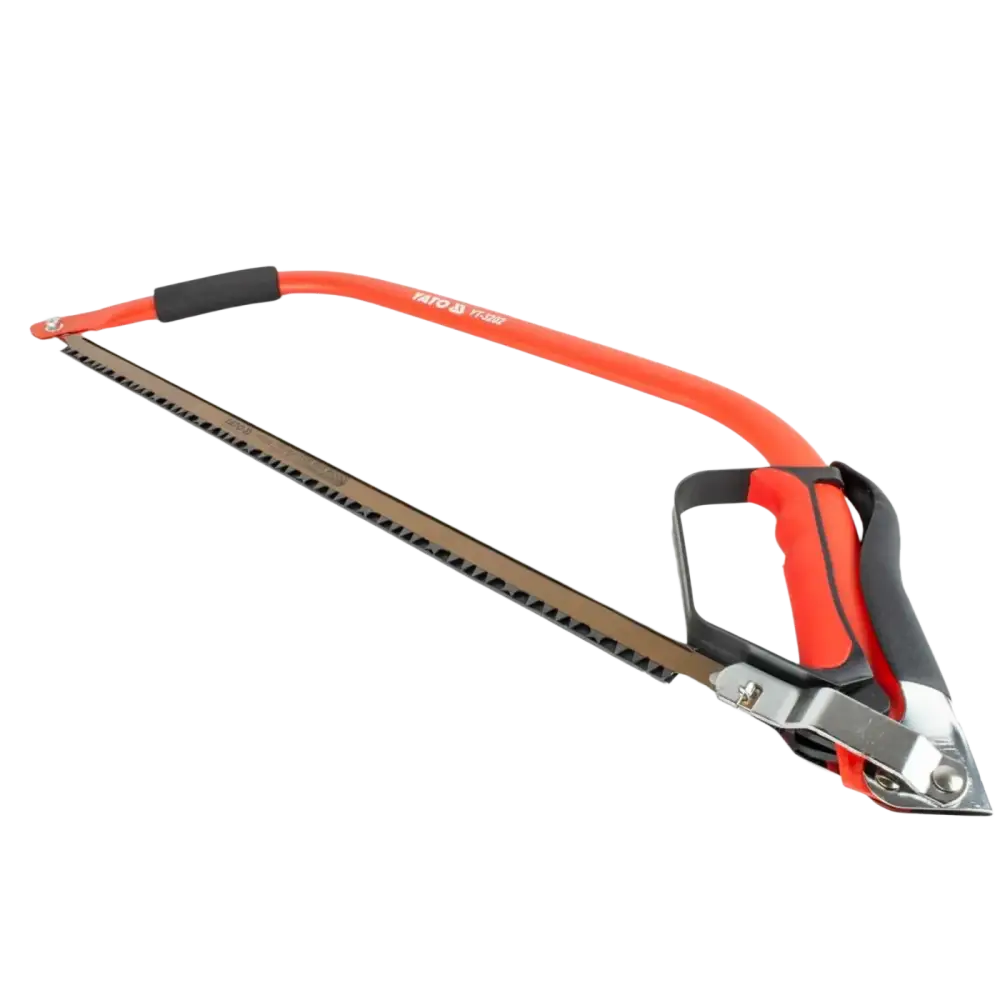 Yato kaarisaha 760 mm punainen ja musta saha nopealla teränvaihdolla puun leikkaamiseen metalliterällä