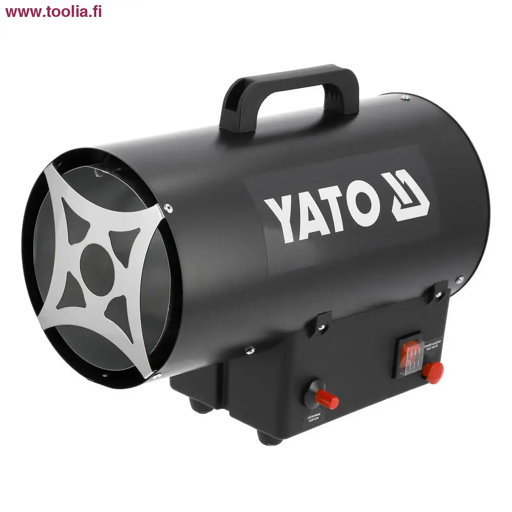 Yato Kaasulämmitin 15 kW|Yato Kaasulämmitin takaa|Yato Kaasulämmitin|Yato Kaasulämmitin letkulla|Yato Kaasulämmitin energiakortti