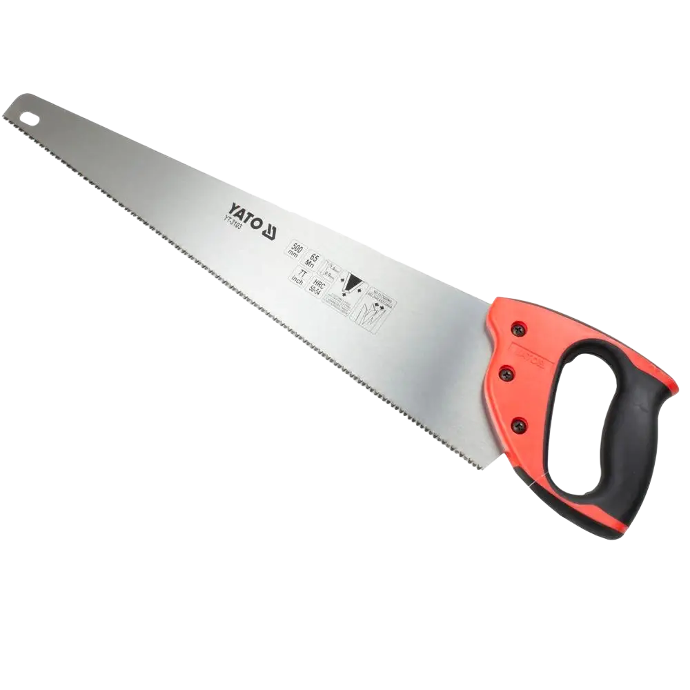 Yato käsisaha 500 mm terällä 7 tpi 50-54 hrc ergonominen kahva vähentää käsien rasitusta punamusta steel