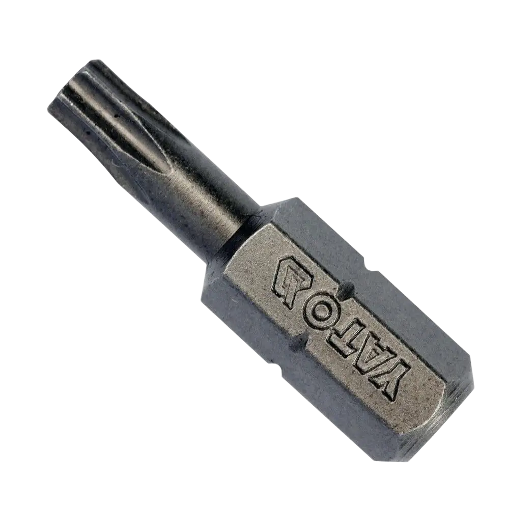 Musta metallinen yato konekärki torx t20 25 mm heksagonisella varrella vatol merkillä non slip systemillä