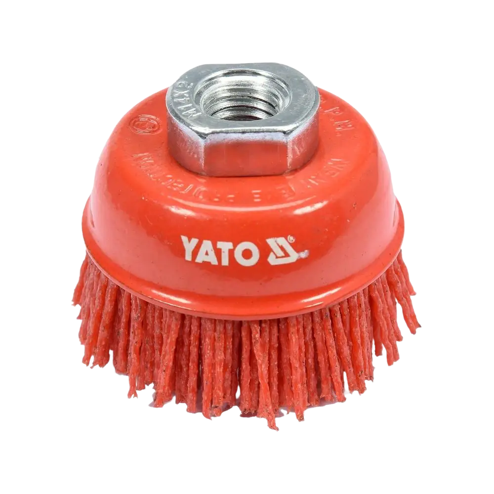Yato kuppiharja m14 65 mm nylon pyöreä harja metallisella kuusikulmalla ja jäykillä harjasillä