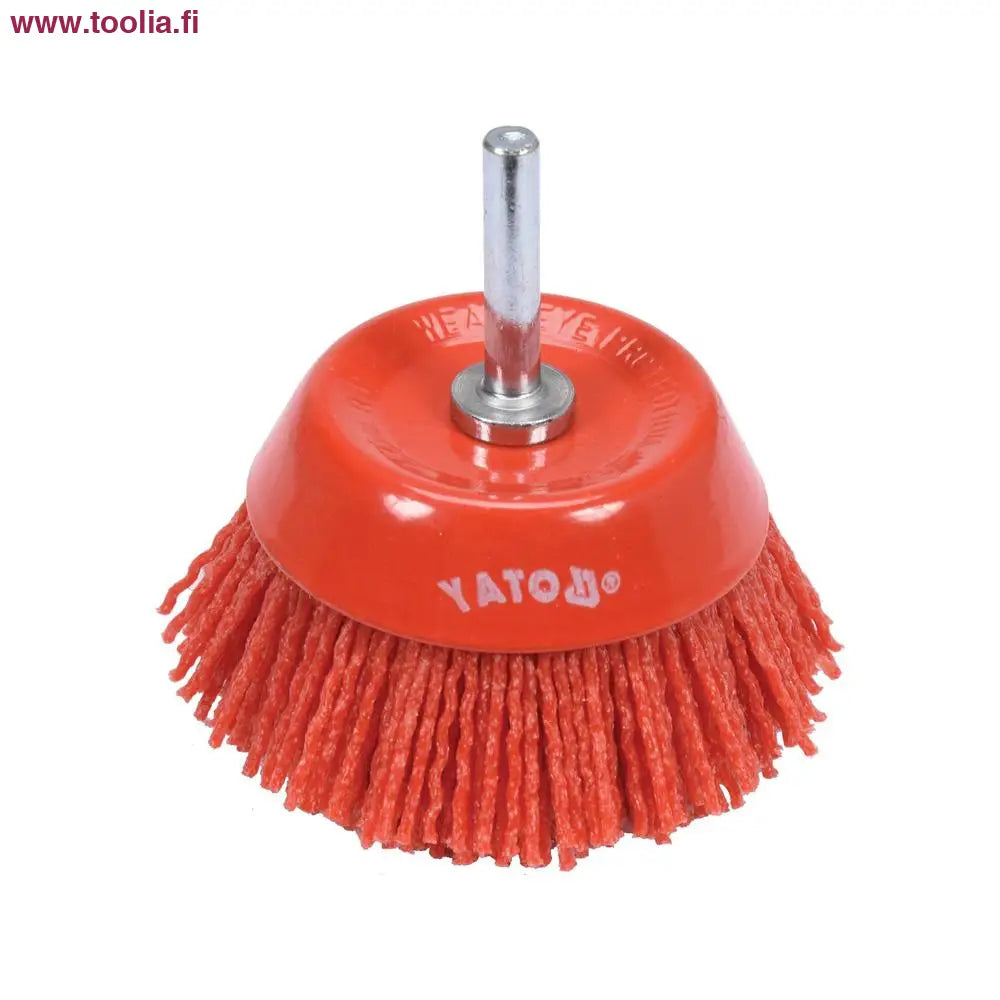 Yato Kuppiharja M6 75 mm nylon|Yato Kuppiharja M6 75 mm nylon myyntipakkaus|Yato Kuppiharja M6 75 mm nylon ylhäältä