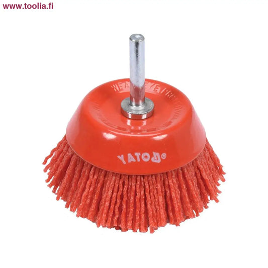 Yato Kuppiharja M6 75 mm nylon|Yato Kuppiharja M6 75 mm nylon myyntipakkaus|Yato Kuppiharja M6 75 mm nylon ylhäältä