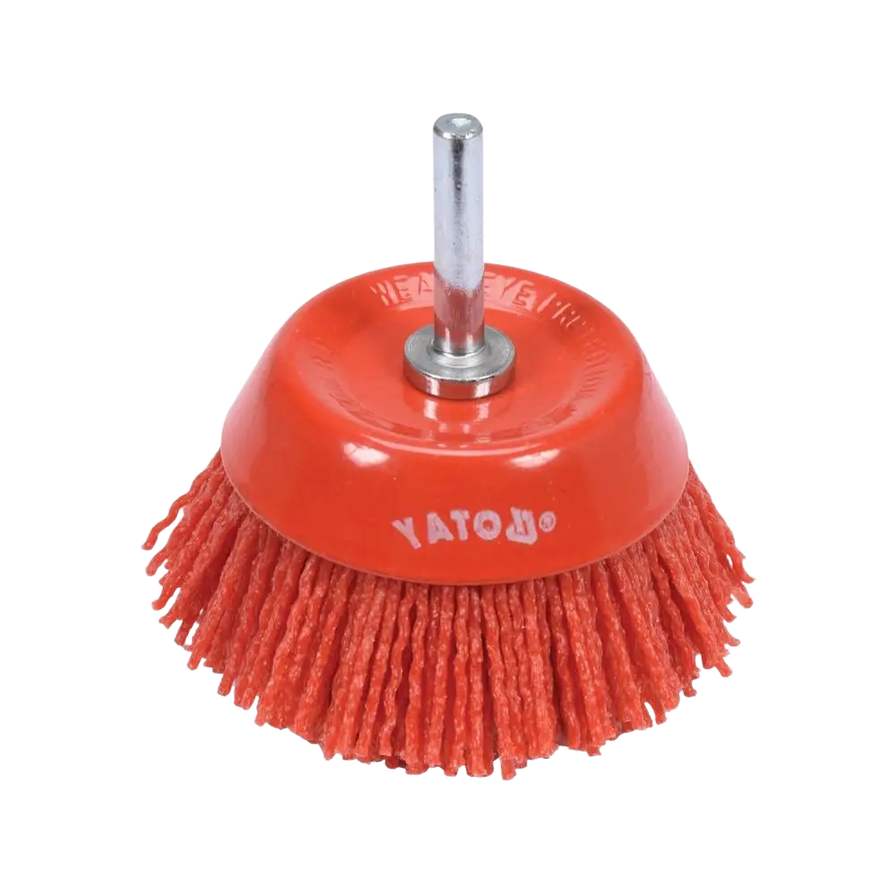 Yato kuppiharja m6 75 mm nylon harja metallisella varrella ja muovipohjalla käytä kevyttä painetta