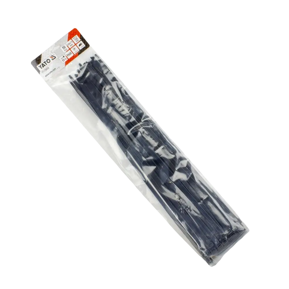 Mustat yato nippuside 430mm muoviset kaapelisiteet oranssi valkoisessa pakkauksessa 50 kpl sarja