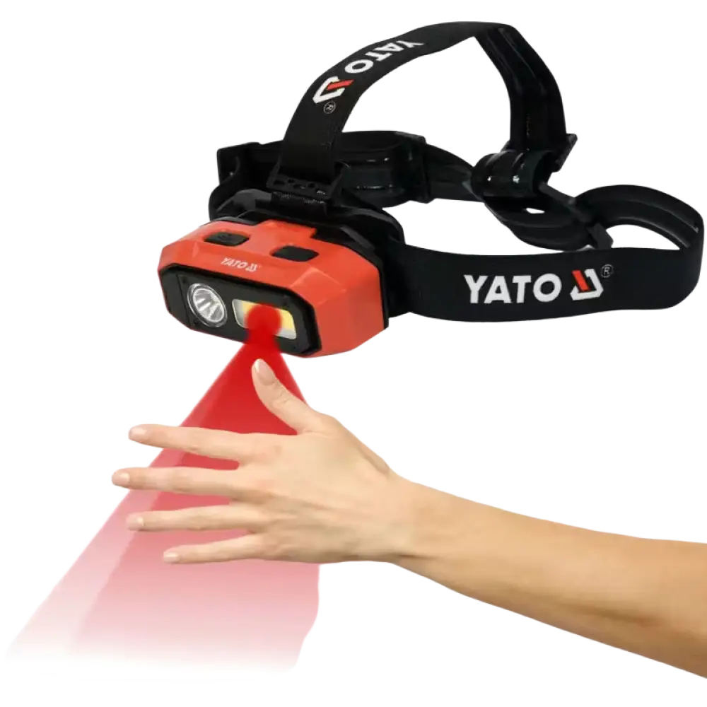 Punainen ja musta yato otsalamppu 800 lm ladattava ip54 magneettinen pohja ergonominen suunnittelu helppoon käyttöön