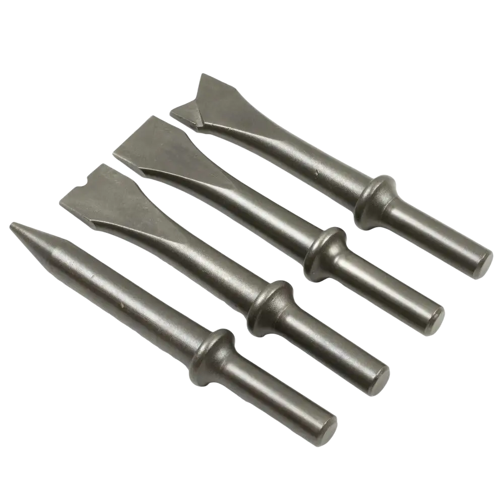 Set of four metallic chisels with cylindrical handles from yato paineilmavasaran talttasarja 120 mm 4-os kit