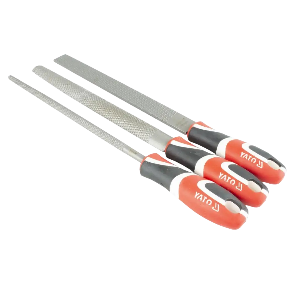Setti yato puuraspisarja 250 mm metallisia viiloja kolmella ergonomisella kahvalla punainen musta valkoinen