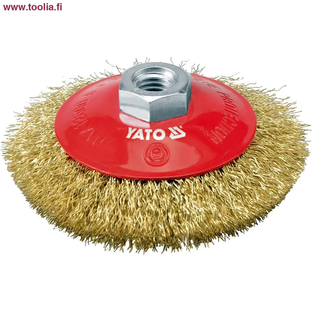 Yato Pyöröharja M14 100 mm messinki|Yato Pyöröharja M14 100 mm messinki ylhäältä|Yato Pyöröharja M14 100 mm messinki myyntipakkaus