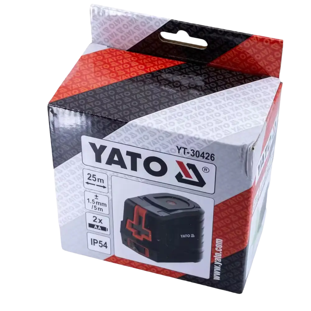 Yato ristilaser yt-30426 musta ja oranssi laser-tasolaite vihreällä säteellä ja kaksiulotteisella ristikkotoiminnolla myyntipakkauksessa