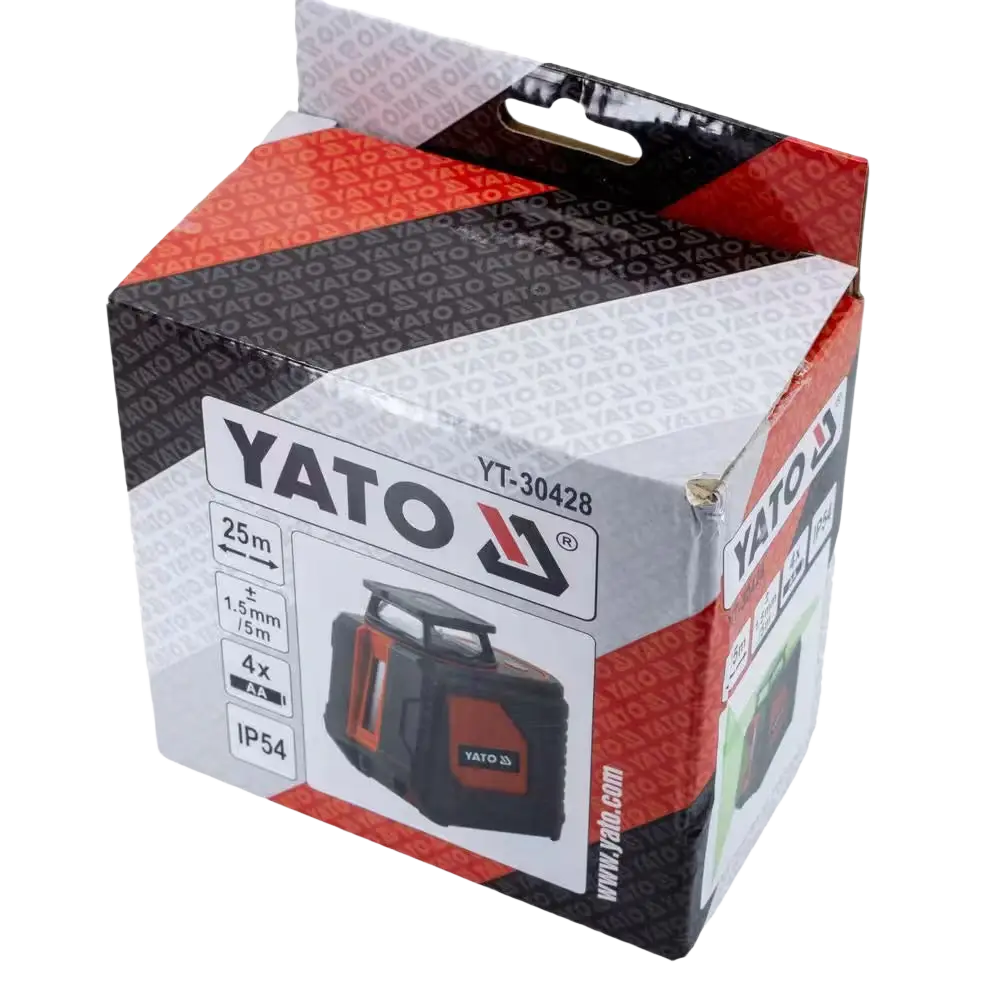 Yato ristilinjalaser yt-30428 musta ja oranssi muovikuorinen heilurin lukituskytkin ja heijastaa vihreän valon