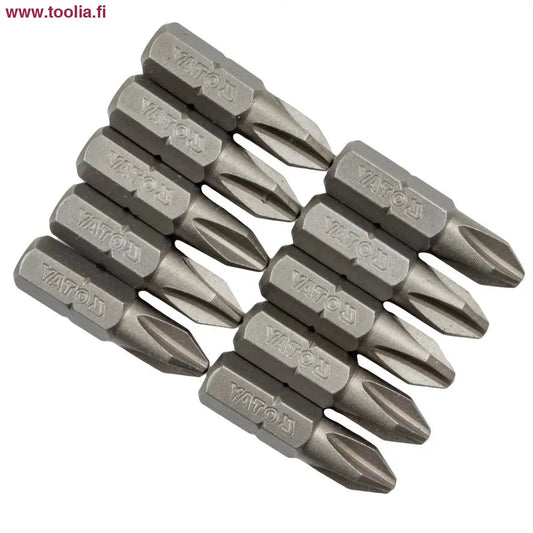 Yato Ruuvauskärki 1/4" 25 mm PZ2 S2 teräs 10 kpl|Yato Ruuvauskärki paketissa|Yato Ruuvauskärki yksittäin