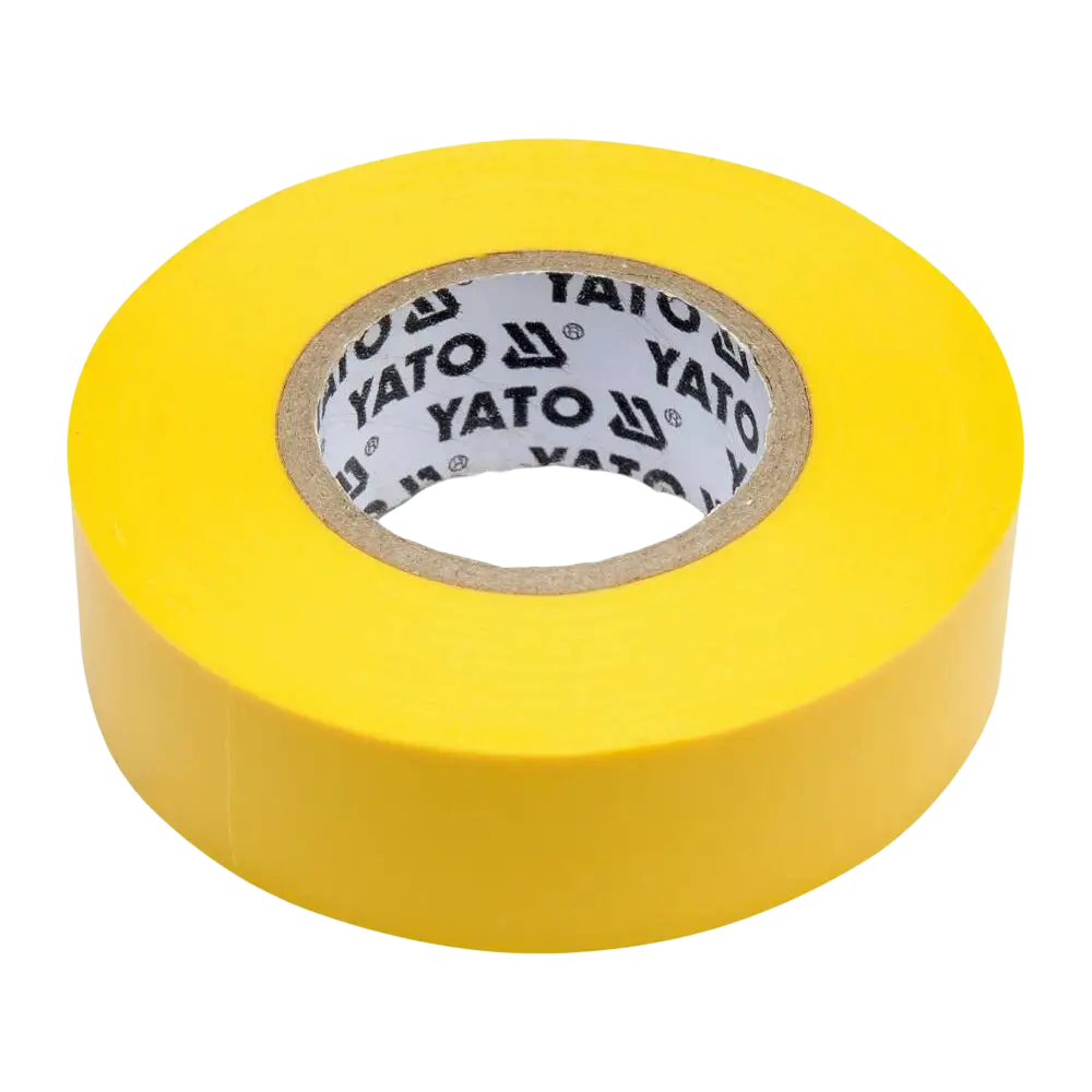 Keltainen yato sähköteippi 19 mm x 20 m kestää vaihtelevia sääolosuhteita ja pysyy tiukasti kiinni