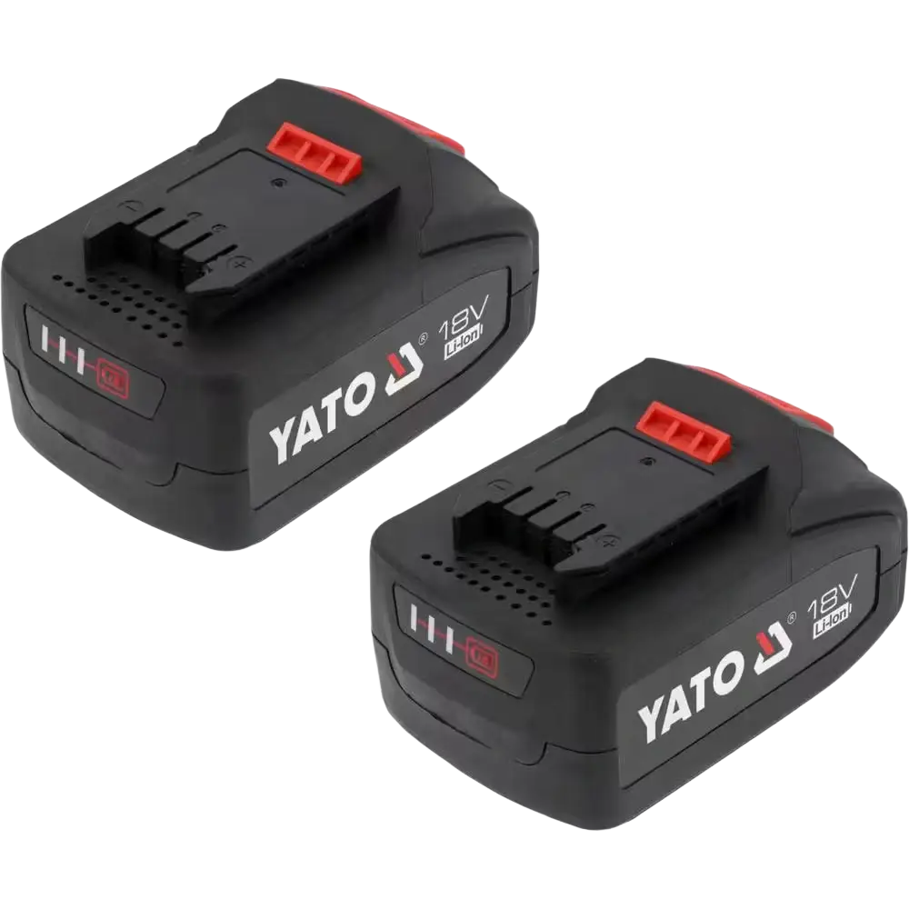 Black yato yt-827724 18v li-ion akkupakkaus harjattomalla moottorilla varustettu punaisin korostuksin ja teksturoidulla otteella